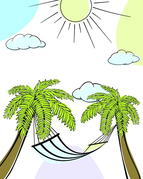 Fondo Playa Verano Con Palmeras Sol — Vector de stock