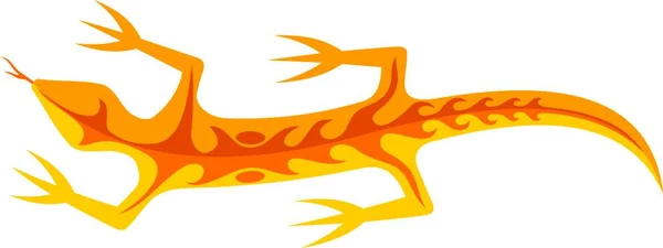 Orange Lizard Icon Tribal Shapes Body Isolated White Background — Stock Vector