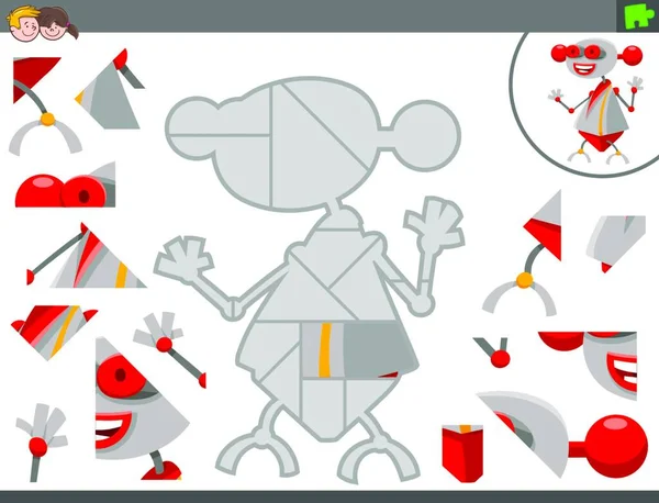 Cartoon Illustration Von Pädagogischen Puzzle Spiel Für Kinder Mit Lustigen — Stockvektor