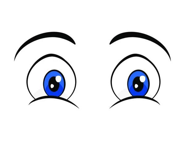 Occhi Blu Fumetto Disegno Isolato Sfondo Bianco — Vettoriale Stock