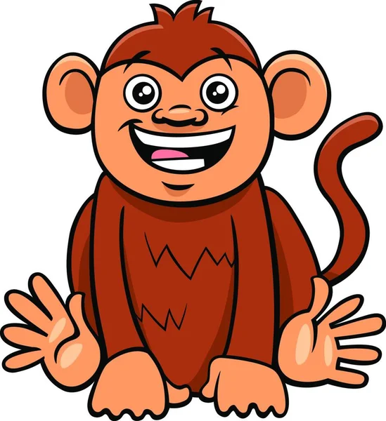Kreslená Ilustrace Roztomilou Směšnou Opičáka Primát Zvířecí Postavy — Stockový vektor