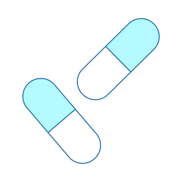 药丸图标 细线与蓝色填充设计 矢量插图 — 图库矢量图片