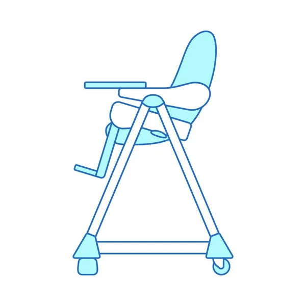 Baby High Chair Icon Línea Delgada Con Diseño Relleno Azul — Vector de stock