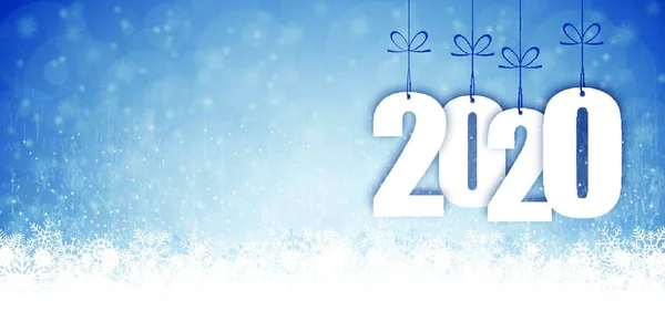 Fundo Com Queda Neve Saudações Para Natal Ano Novo 2020 —  Vetores de Stock