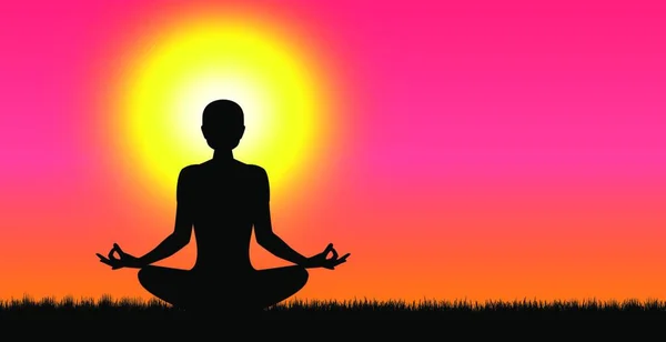 Uma Mulher Realiza Exercícios Ioga Pôr Sol Yoga Indo Humano — Vetor de Stock