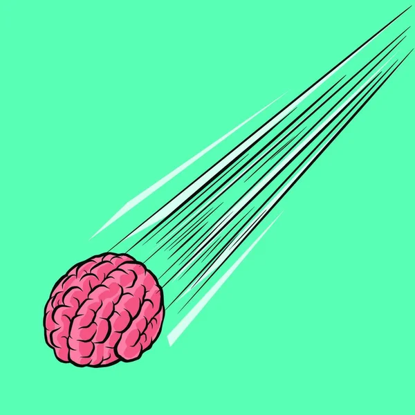 Meteorito Cerebral Inteligencia Mente Humana Dibujos Animados Cómics Arte Pop — Vector de stock