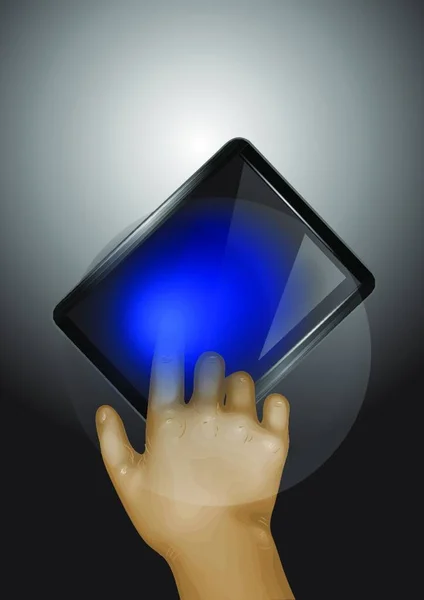 Telefonu Dłoni Abstrakcyjna Ręka Tabletem — Wektor stockowy