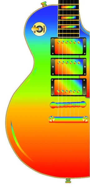 Guitarra Arco Iris Lgbt Rock Roll Aislada Sobre Fondo Blanco — Archivo Imágenes Vectoriales