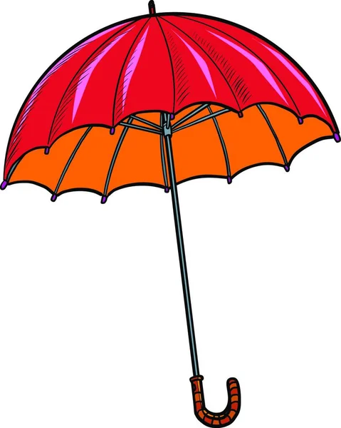 Piros Esernyő Őszi Tartozékkal Pop Art Retro Vektoros Illusztráció Rajz — Stock Vector