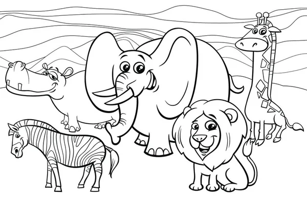 Dibujos Animados Ilustraciones Divertidos Mamíferos Africanos Animales Mascotas Personajes Grupo — Archivo Imágenes Vectoriales