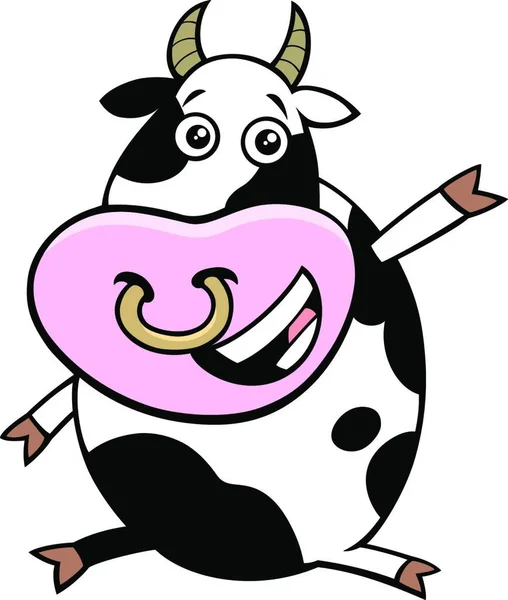 Cartoon Ilustrace Šťastného Býka Hospodářských Zvířat Charakter — Stockový vektor
