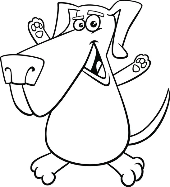 Zwart Wit Cartoon Illustratie Van Happy Dog Dierlijke Karakter Coloring — Stockvector