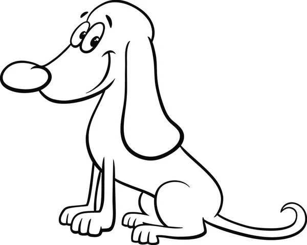 黑白卡通插图的搞笑狗或小狗动物字符着色书页面 — 图库矢量图片