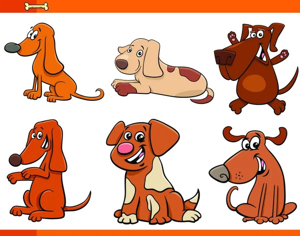 Kreskówka Ilustracja Śmieszne Psy Komiks Zwierzę Zwierzęta Zestaw Znaków — Wektor stockowy