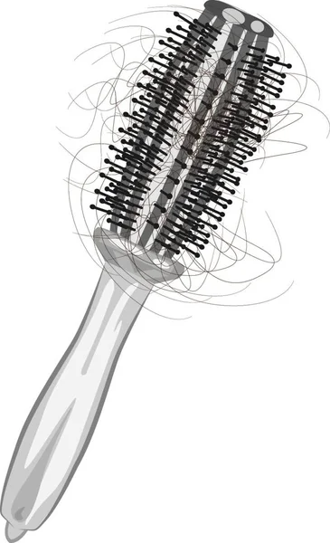 Peigne Avec Brosse Cheveux Sur Fond Blanc — Image vectorielle
