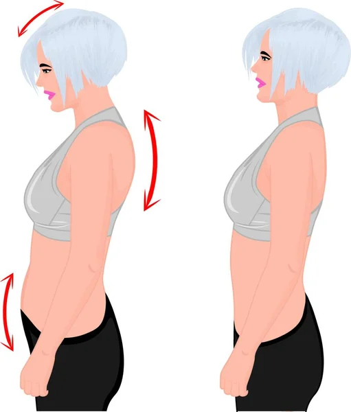 Bad Good Posture Vector Illustration — Stock Vector