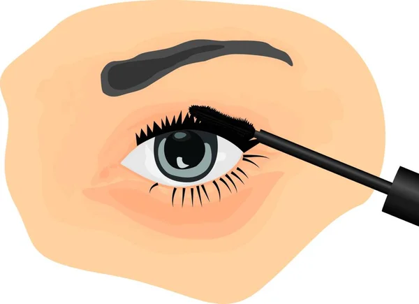 Une Fille Applique Mascara Sur Son Illustration Vectorielle Des Yeux — Image vectorielle