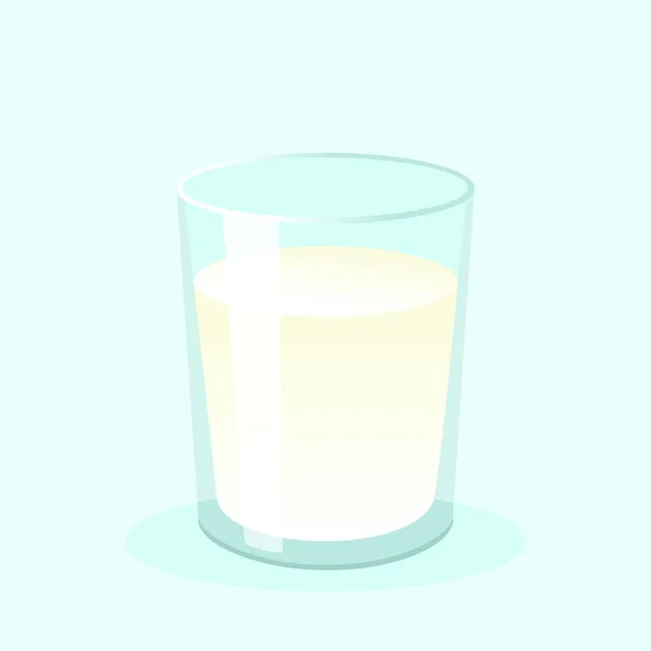 Bicchiere Latte Fresco Illustrazione Vettoriale Piatto — Vettoriale Stock