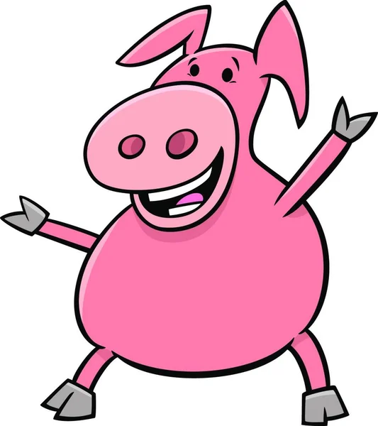 Dessin Animé Illustrant Caractère Animal Une Ferme Porcine Porcine Heureuse — Image vectorielle
