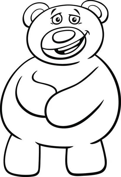 Black White Cartoon Illustration Teddy Bear Toy Comic Character Coloring — Stock Vector