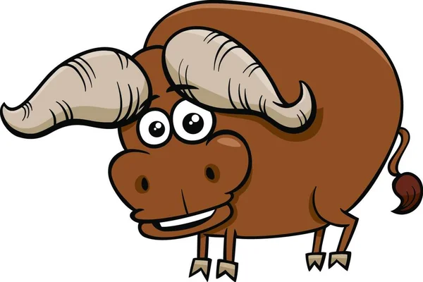 Tecknad Illustration Funny Afrikansk Buffalo Wild Animal Comic Karaktär — Stock vektor