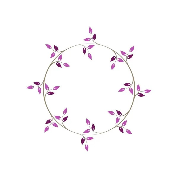 Cadres Ronds Floraux Vintage Couronne Lierre Circulaire Décorative Rose Illustration — Image vectorielle