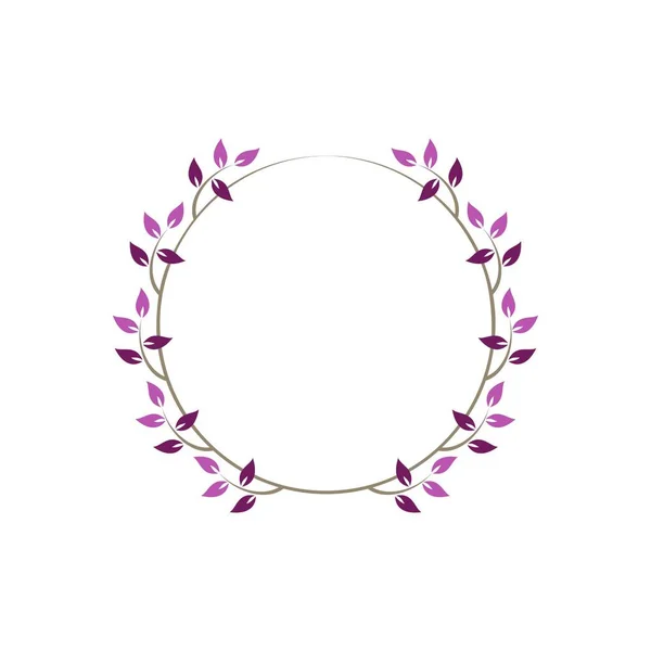 Vintage Floral Frames Pink Decorative Circular Ivy Wreath Vector Illustration — Stock Vector