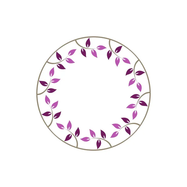 Vintage Floral Frames Pink Decorative Circular Ivy Wreath Vector Illustration — Stock Vector