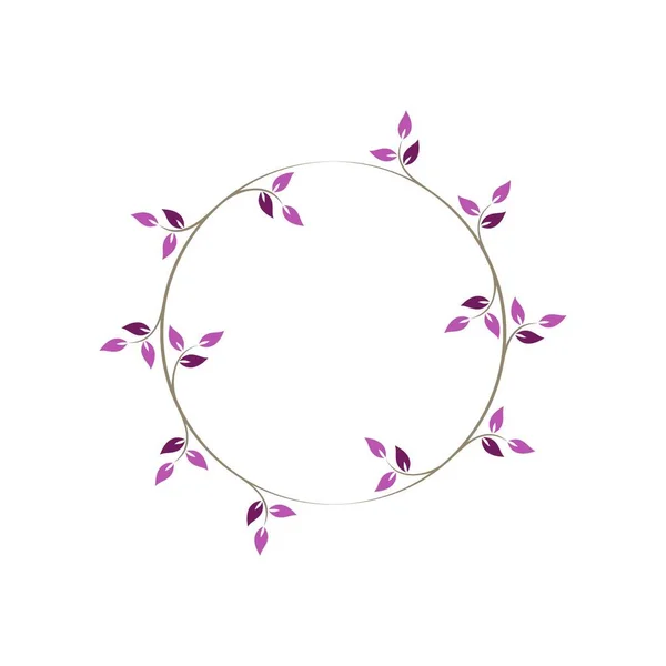 ヴィンテージの花のラウンドフレーム ピンクの装飾的な円形ツタの花輪 ベクターイラスト — ストックベクタ