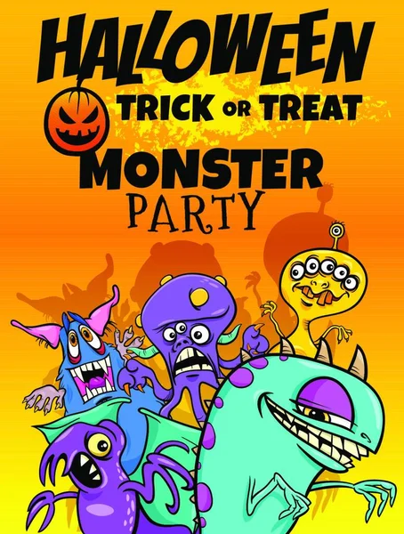 Ilustracja Kreskówek Halloween Holiday Party Plakat — Wektor stockowy