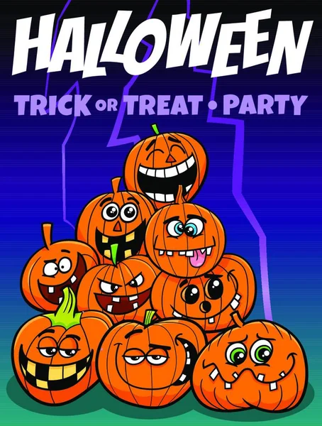Cartoon Illustration Halloween Holiday Party Poster — Stock Vector