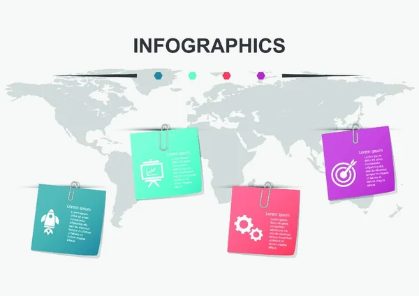 Modelo Design Infográfico Com Papéis Nota Vetor Estoque — Vetor de Stock