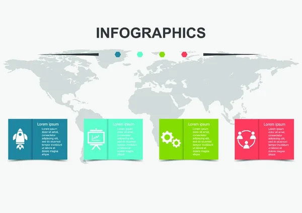 Infographic Design Template Regtangles Shadow Stock Vector — Stockový vektor