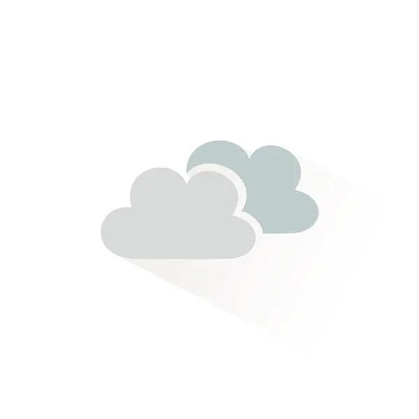Wolken Farbsymbol Mit Schatten Flache Vektorabbildung — Stockvektor