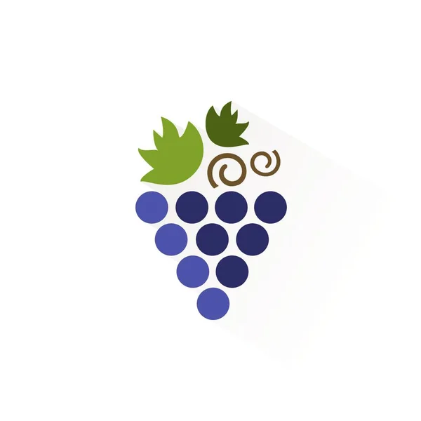 Ramo Uvas Icono Color Con Sombra Ilustración Vectorial Plana — Vector de stock