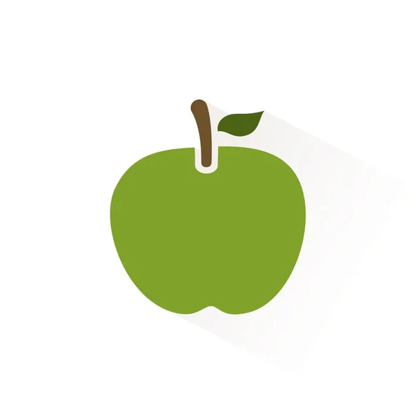 Icono Color Manzana Verde Con Sombra Ilustración Vectorial Plana — Archivo Imágenes Vectoriales