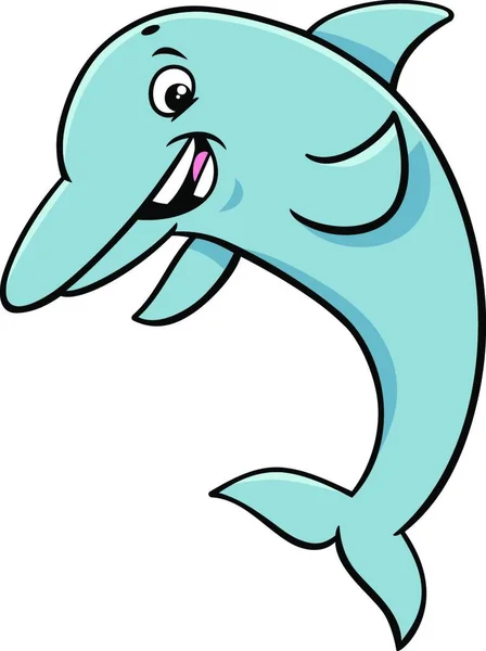 海豚海洋生物动物特征的卡通图解 — 图库矢量图片