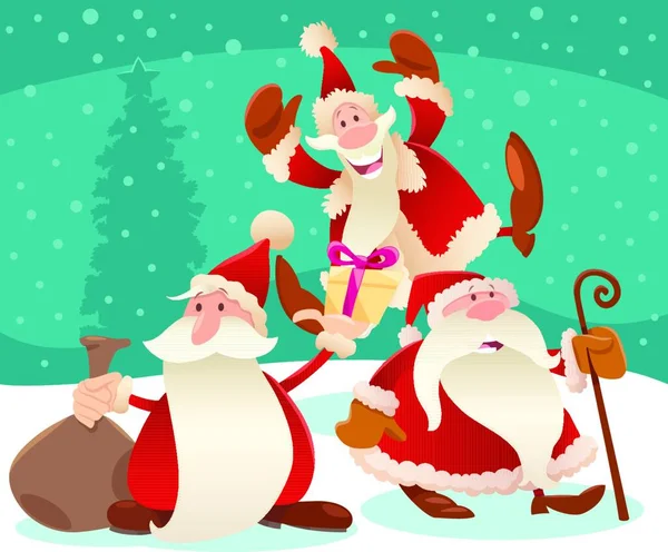 Ilustracja Kreskówek Christmas Design Lub Kartka Życzeniami Happy Santa Claus — Wektor stockowy