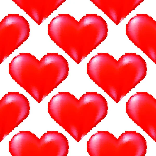 Patrón Sin Costura Aleatorio Rojo Del Corazón Del Halftone Fondo — Vector de stock