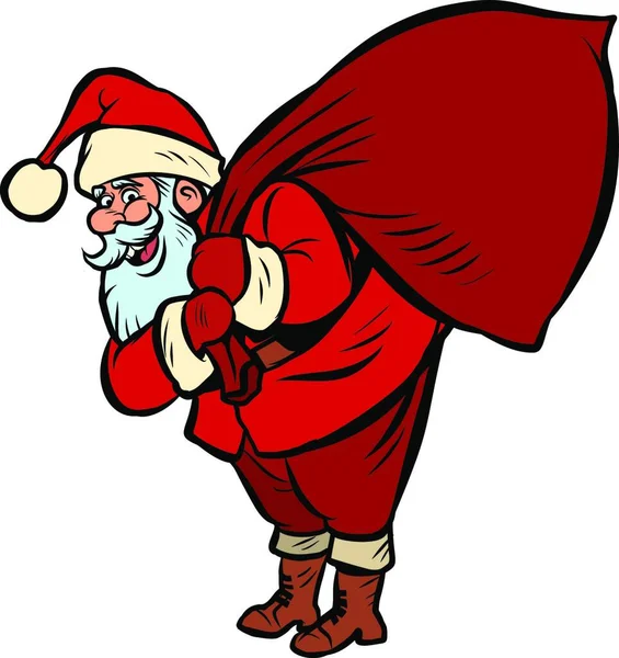 Święty Mikołaj Torbą Prezentów Boże Narodzenie Nowy Rok Komiks Pop — Wektor stockowy