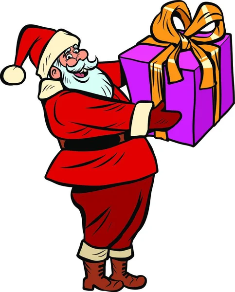 Papai Noel Com Caixa Presente Natal Ano Novo Desenhos Animados — Vetor de Stock