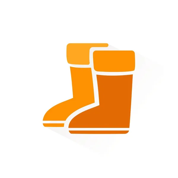 Rain Boots Color Icon Shadow Flat Vector Illustration — Stock Vector