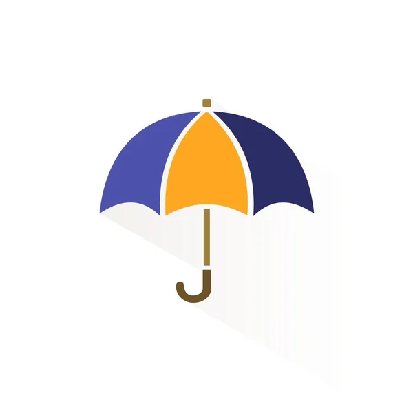Umbrella Color Icon Shadow Flat Vector Illustration — Stock Vector
