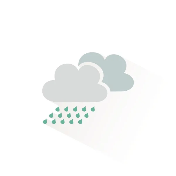 Regenwolken Farbsymbol Mit Schatten Flache Vektorabbildung — Stockvektor