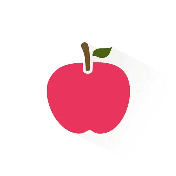 Icono Color Manzana Roja Con Sombra Ilustración Vectorial Plana — Archivo Imágenes Vectoriales