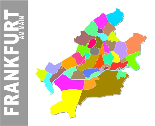Colorido Mapa Administrativo Político Frankfurt Main — Vector de stock