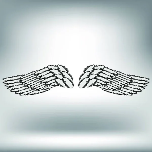 Angel Phoenix Φτερά Γκρι Θολό Φόντο Σχεδιασμός Λογότυπου Winged Μέρος — Διανυσματικό Αρχείο