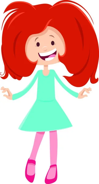 Ilustración Dibujos Animados Feliz Edad Elemental Chica Adolescente Personaje Cómico — Vector de stock