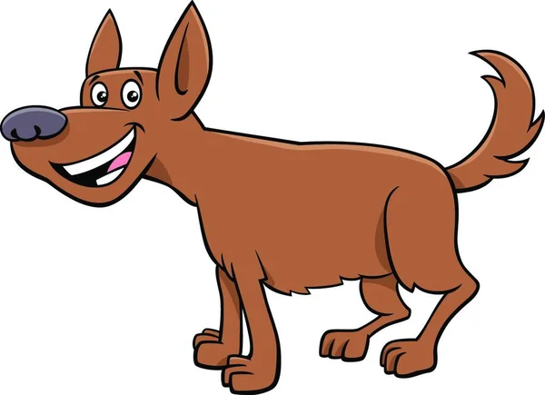 Cartoon Illustration Happy Brown Dog Comic Animal Character — Stock Vector