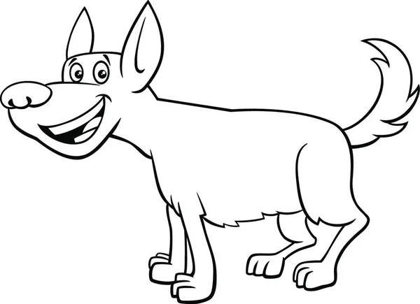 Illustrazione Bianco Nero Del Fumetto Del Fumetto Happy Dog Coloring — Vettoriale Stock